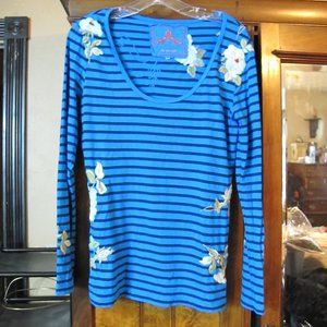 Johnny Was Floral striped long sleeve shirt M